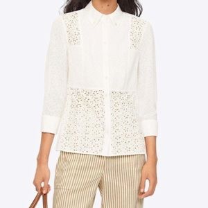 TORY BURCH EYELET Ivory Long Sleeves SHIRT